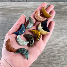 Load image into Gallery viewer, Gemstone Moons Assorted – 1 Inch Crescent Moon Carvings Assorted