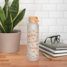 Load image into Gallery viewer, Grow with the Flow Glass Water Bottle with Bamboo Lid
