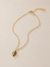 Load image into Gallery viewer, Monstera Albo Necklace, Plant Gifts, 18k Gold