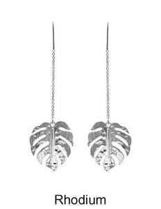 Monstera Earrings Tropical Plant Leaf Earring: Gold