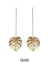 Load image into Gallery viewer, Monstera Earrings Tropical Plant Leaf Earring: Gold
