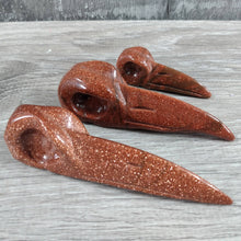 Load image into Gallery viewer, Gemstone Raven Skull Figurine Tiger Eye
