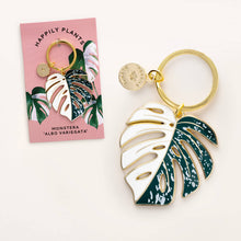 Load image into Gallery viewer, Monstera Albo Keychain &amp; Bag Charm, Plant Lover Gift
