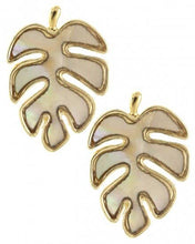 Load image into Gallery viewer, Mother Of Pearl Monstera Post Earring: Gold
