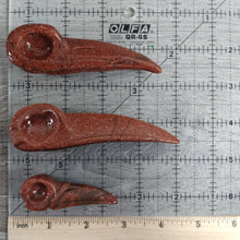 Load image into Gallery viewer, Gemstone Raven Skull Figurine Tiger Eye
