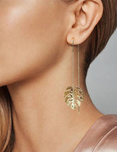 Load image into Gallery viewer, Monstera Earrings Tropical Plant Leaf Earring: Gold
