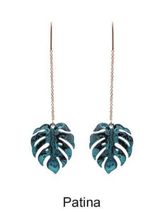 Monstera Earrings Tropical Plant Leaf Earring: Gold