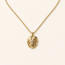 Load image into Gallery viewer, Monstera Necklace 18K Gold, Plant Jewelry
