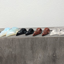 Load image into Gallery viewer, Gemstone Raven Skull Figurine Labradorite

