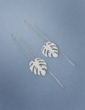 Load image into Gallery viewer, Monstera Earrings Tropical Plant Leaf Earring: Patina
