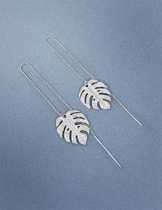 Monstera Earrings Tropical Plant Leaf Earring: Patina