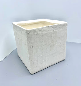 Pot: Rough White Cube 5in